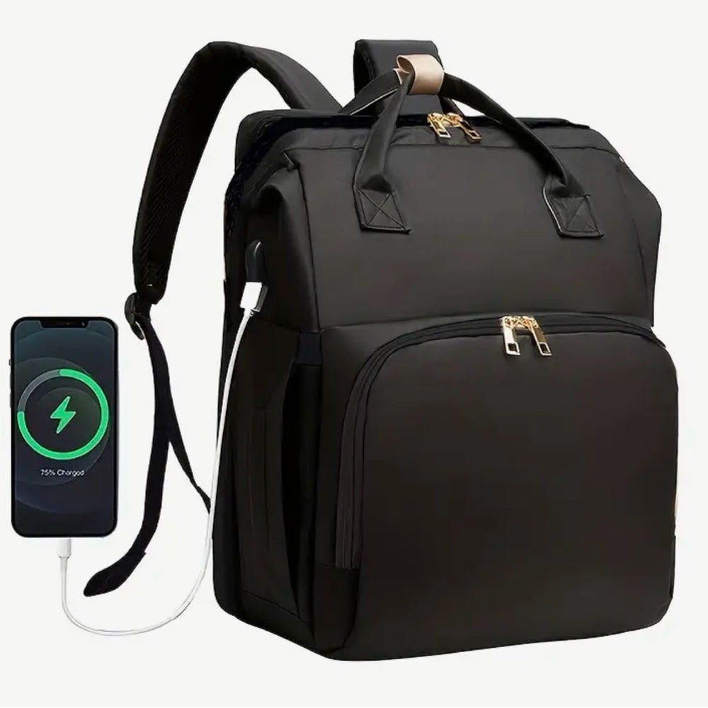 Black Multi-Function Diaper Bag with Bassinet NWT - image 2